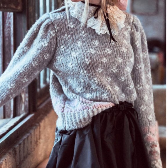 LoveShackFancy Heart & Snowflake Chunky Knit Alpaca Sweater